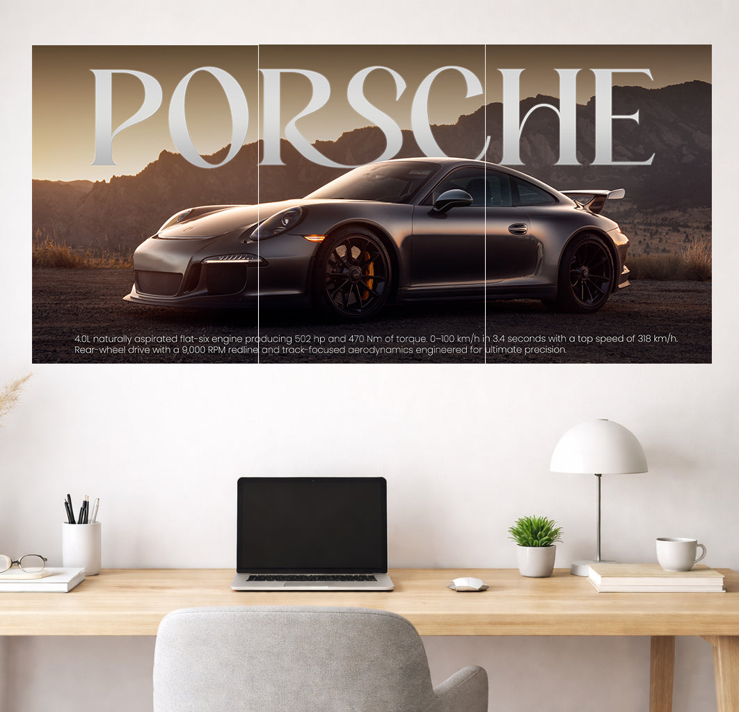 Porsche 911 GT3 | 3 Panel Poster | Luxury Sports Car Wall Art Lazywalls
